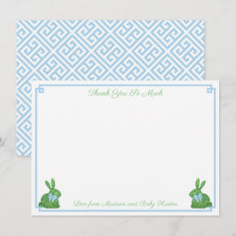 Smart Bord Blauw Boxwood Bunny Boy Baby shower Bedankkaart