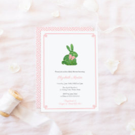 Smart Boxwood Bunny Rabbit Girl Baby shower Party Kaart