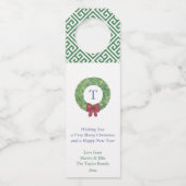 Smart Boxwood met rode Prettige feestdagen Flessenhanger (Voorkant)