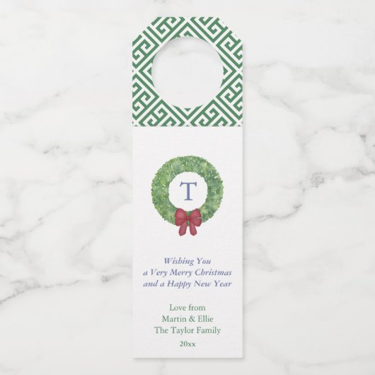 Smart Boxwood met rode Prettige feestdagen Flessenhanger (Voorkant)