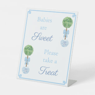 Smart Boxwood Topiary Baby Boy Shower Favor Table Reclamebord Met Voetstuk