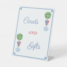 Smart Boxwood Topiary Patriottische Kaarten en ges Reclamebord Met Voetstuk