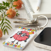 Smart Brain Acryl Sleutelhanger - Schattige Terug  (Voorkant Rechts)