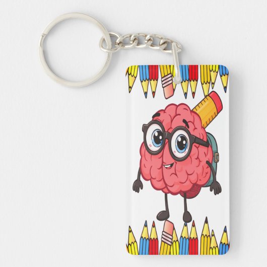 Smart Brain Acryl Sleutelhanger - Schattige Terug  (Voorkant)