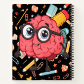 Smart Brain Cartoon Zwart Notitieboek voor kindere (Achterkant)