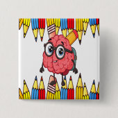 Smart Brain Pin Button – Schattige Terug naar Scho (Voorkant)