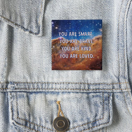 Smart Brave Kind Geliefd  Sleutelhanger Vierkante Button 5,1 Cm