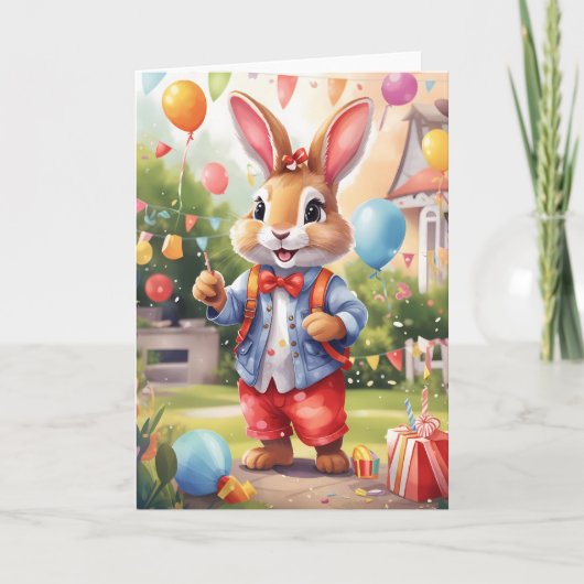 Smart bunny, buiten vieren in de tuin | KAART (Voorkant)