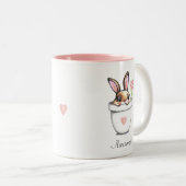 Smart Bunny met ventilator en hart Tweekleurige Koffiemok (Voorkant rechts)