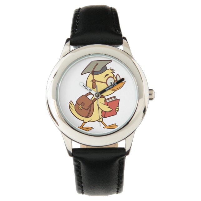 Smart Cartoon Duck Student Afstuderen Horloge (Voorkant)