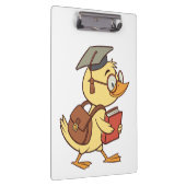 Smart Cartoon Duck Student Afstuderen Klembord (Rechts)