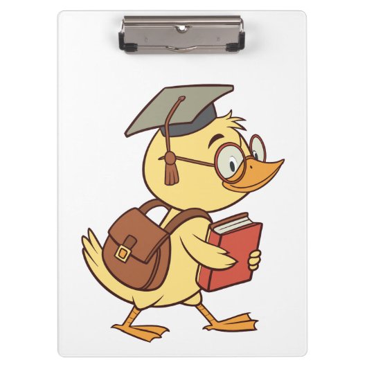Smart Cartoon Duck Student Afstuderen Klembord (Voorkant)