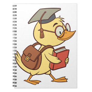 Smart Cartoon Duck Student Afstuderen Notitieboek