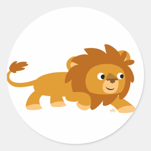 Smart Cartoon Lion-ronde sticker (Voorkant)