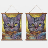 Smart Cat die een boek leest Hangend Wandkleed (Dubbel)