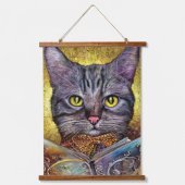 Smart Cat die een boek leest Hangend Wandkleed (Voorkant 2)