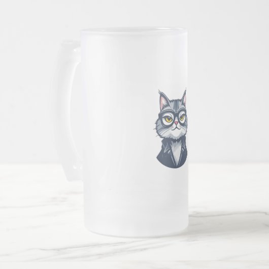 Smart Cat met glazen Frosted Glass Mok (Voorkant links)