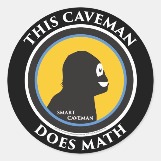 Smart Caveman Stickers: Deze holbewoner doet Wisku Ronde Sticker (Voorkant)