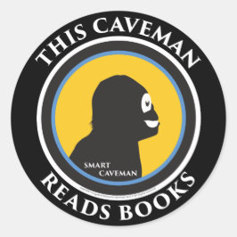 Smart Caveman Stickers: Deze holbewoner leest boek Ronde Sticker