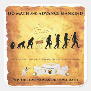 Smart Cavewoman: Wiskunde en geavanceerde mannetje Vierkante Sticker