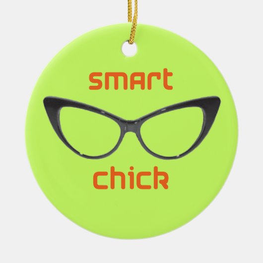 Smart Chick Geek Eyeglasses Keramisch Ornament (Voorkant)