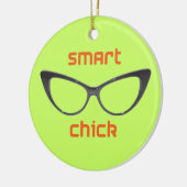 Smart Chick Geek Eyeglasses Keramisch Ornament (Links)
