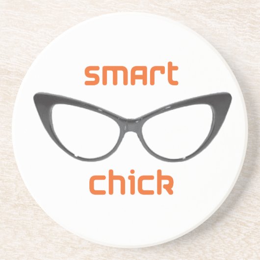 Smart Chick Geek Eyeglasses Zandsteen Onderzetter (Voorkant)