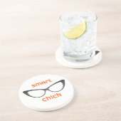 Smart Chick Geek Eyeglasses Zandsteen Onderzetter (Zijkant)