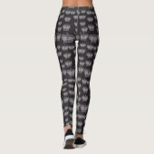 Smart Classy Grijze Kronen op Zwart Mongram Leggings (Achterkant)