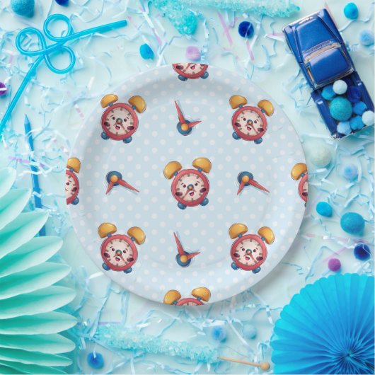 Smart Clock Collectie - Blauw papier Borden Papieren Bordje (Feest)