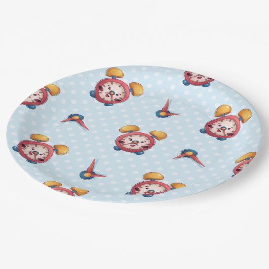 Smart Clock Collectie - Blauw papier Borden Papieren Bordje (Gekanteld)