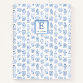 Smart College Girl Blue en White Monogram Notitieboek