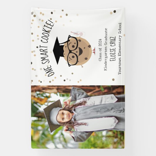 Smart Cookie Foto Kinder Afstuderen Aankondiging Spandoek (Verticaal)
