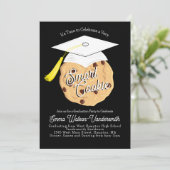 Smart Cookie Graduy Party Invitation Black Kaart (Staand voorkant)
