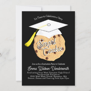 Smart Cookie Graduy Party Invitation Black Kaart