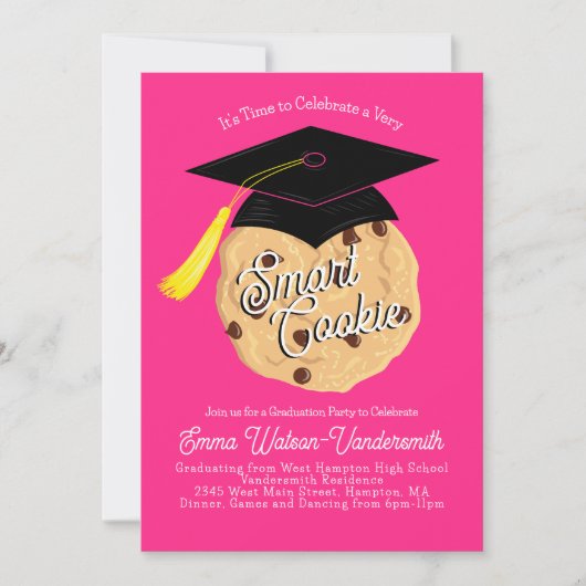 Smart Cookie Graduy Party Invitation Roze Kaart (Voorkant)