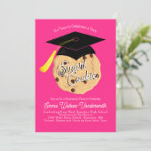 Smart Cookie Graduy Party Invitation Roze Kaart (Staand voorkant)