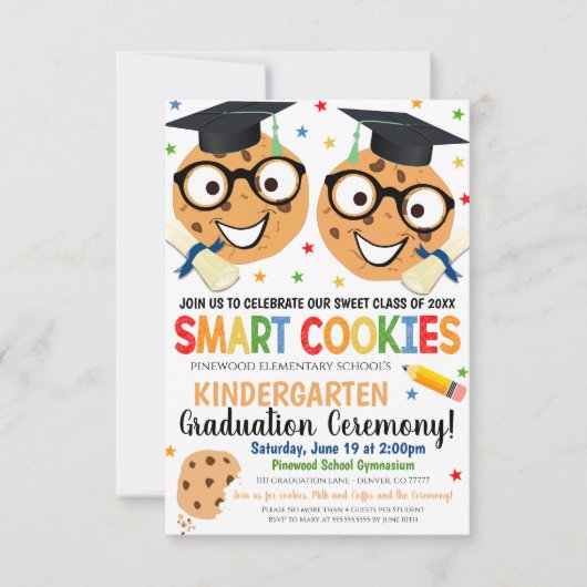 Smart Cookies thema Kinder Afstuderen uitnodiging (Voorkant)