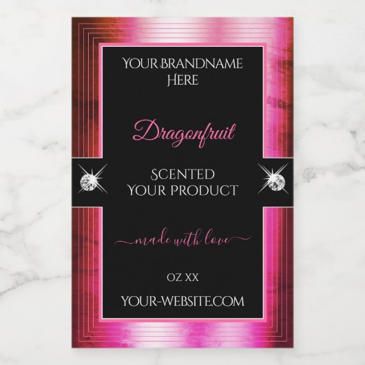 Smart Crimson Pink Black Brilliants Productlabel Voedselcontainer Etiket (Enkel label)