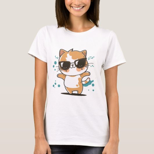 Smart Cute Cat T-shirt (Voorkant)