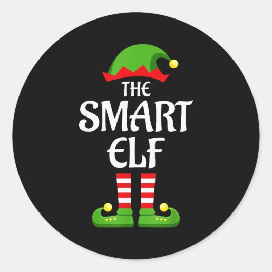 Smart Elf Family Matching Group Christmas  Ronde Sticker (Voorkant)
