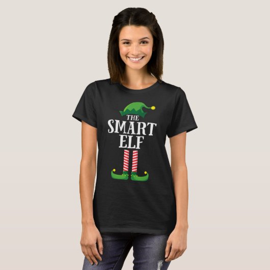 Smart Elf Matching Family Kerstparty Pajama T-shirt (Voorkant volledig)
