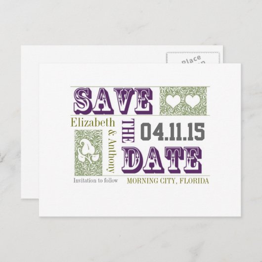 Smart en chique Sla de datum bruiloft briefkaarten (Voorkant / Achterkant)