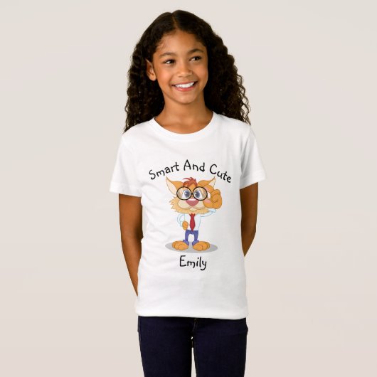 Smart en Cute Cat T-shirt (Voorkant volledig)