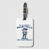Smart Fella or Fart Smella Retro Frog Meme Funny Bagagelabel (Voorkant (verticaal))
