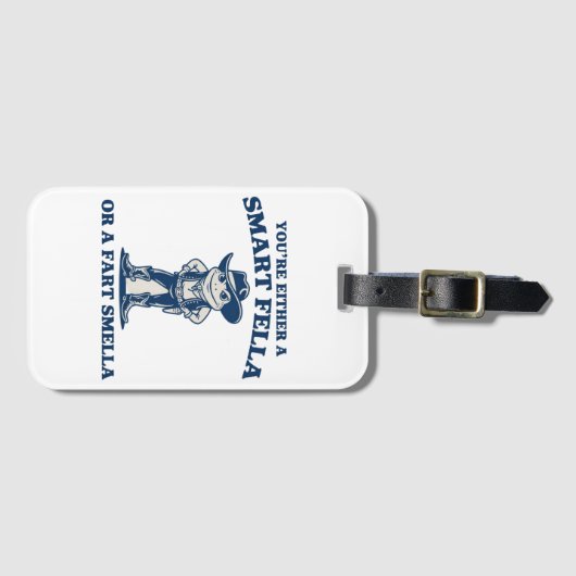 Smart Fella or Fart Smella Retro Frog Meme Funny Bagagelabel (Voorkant (horizontaal))