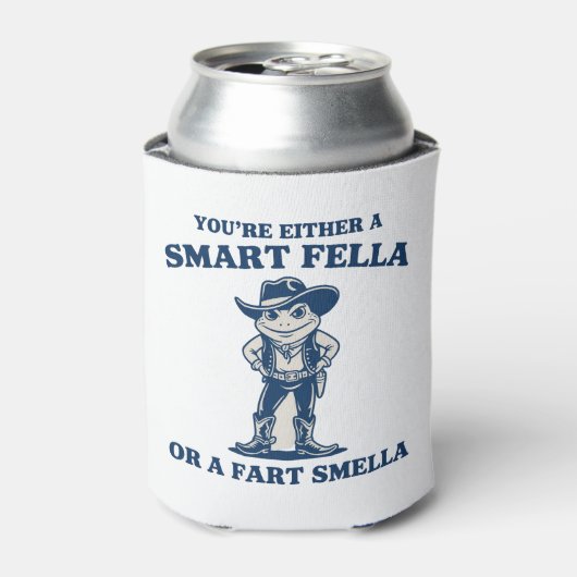 Smart Fella or Fart Smella Retro Frog Meme Funny Blikjeskoeler (Blikje Voorkant)