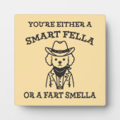 Smart Fella vs Fart Smella - Grappige Cowboy Hond Fotoplaat (Voorkant)