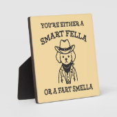 Smart Fella vs Fart Smella - Grappige Cowboy Hond Fotoplaat (Voorkant)