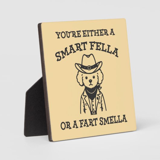 Smart Fella vs Fart Smella - Grappige Cowboy Hond Fotoplaat (Voorkant)